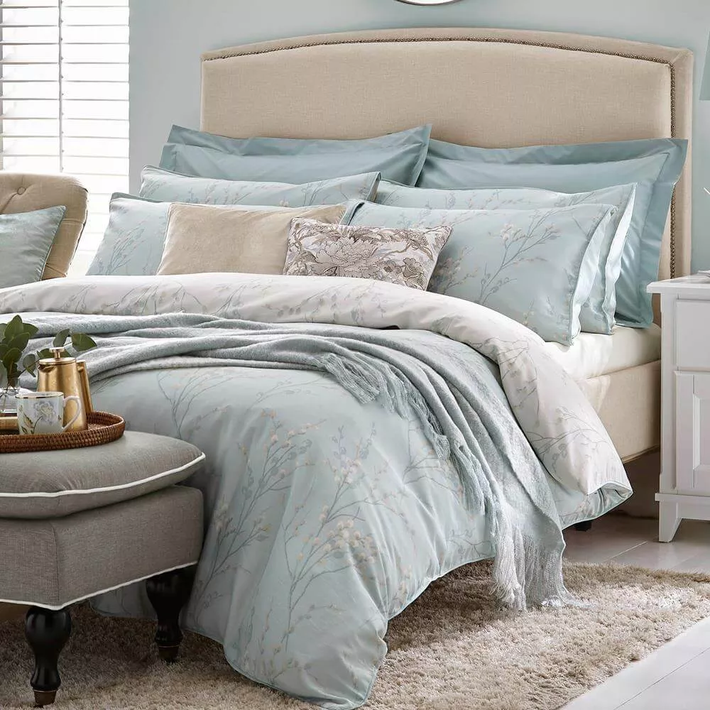 Laura Ashley Pussy Willow Duck Egg Blue Pair of Pillowcases
